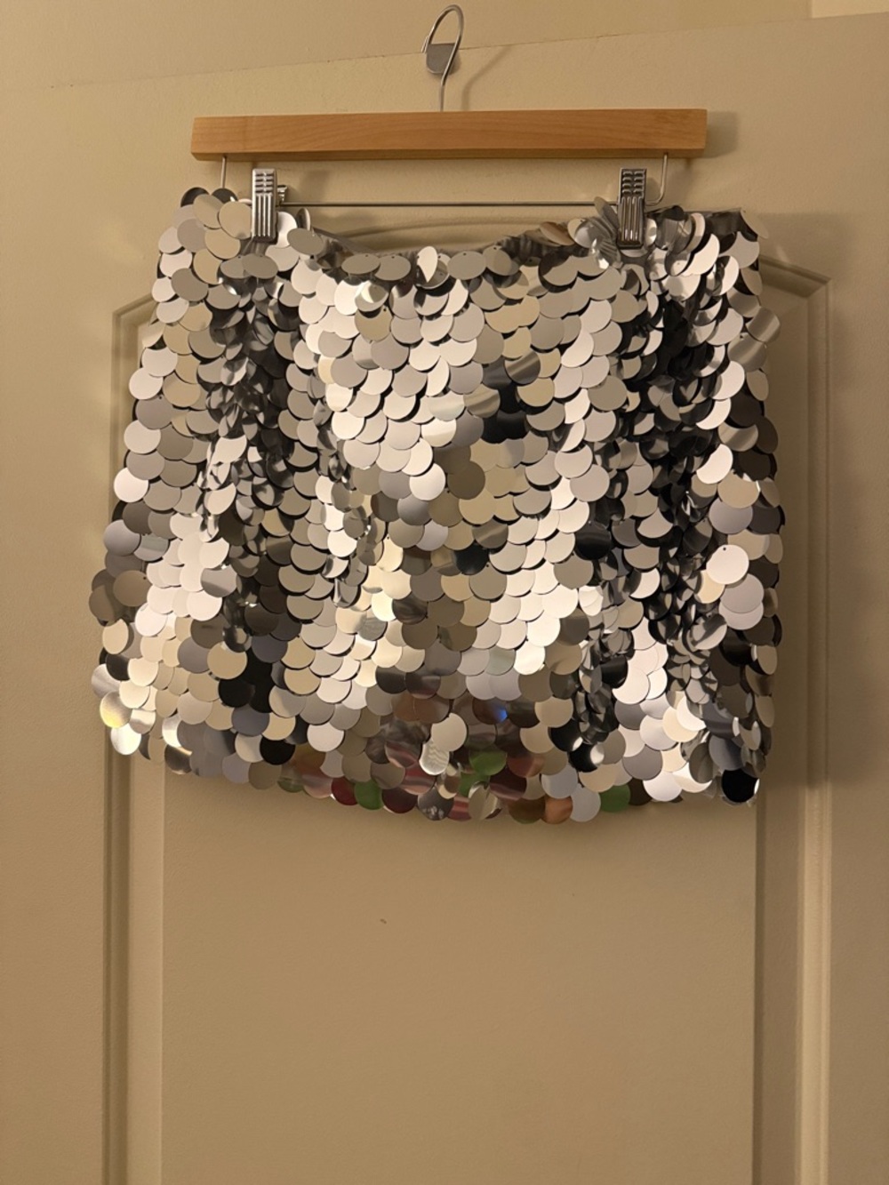 Zara Silver Sequin Mini Skirt - Picture 3 of 6